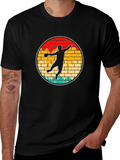 Handball Player Graphic Tee - Retro Brick Design