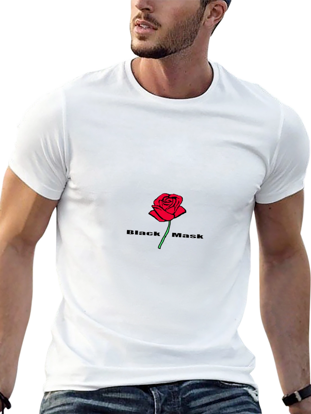 Black Mask Rose Graphic T-Shirt