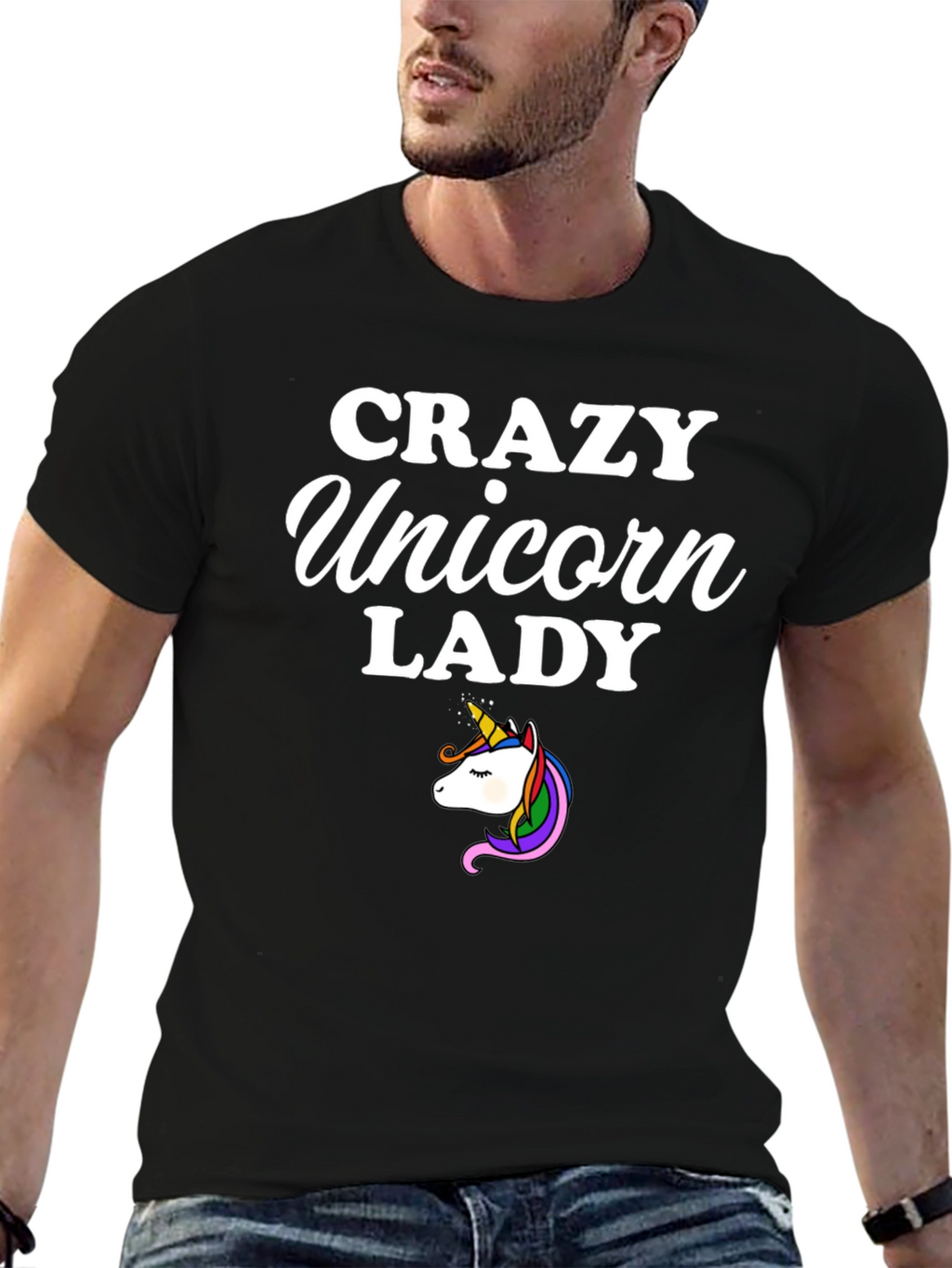 Crazy Unicorn Lady Black T-Shirt