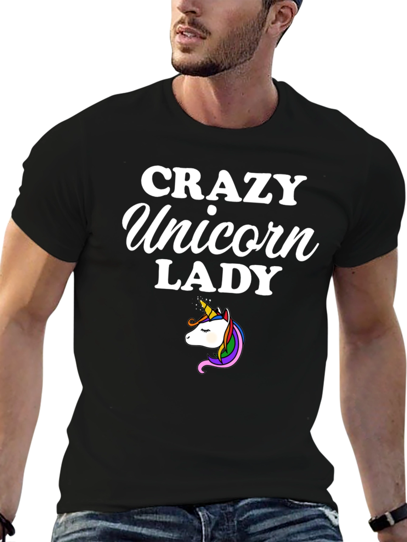 Crazy Unicorn Lady Black T-Shirt