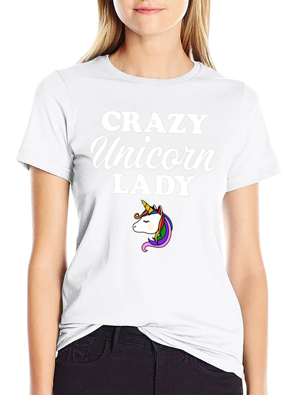 Crazy Unicorn Lady Black T-Shirt