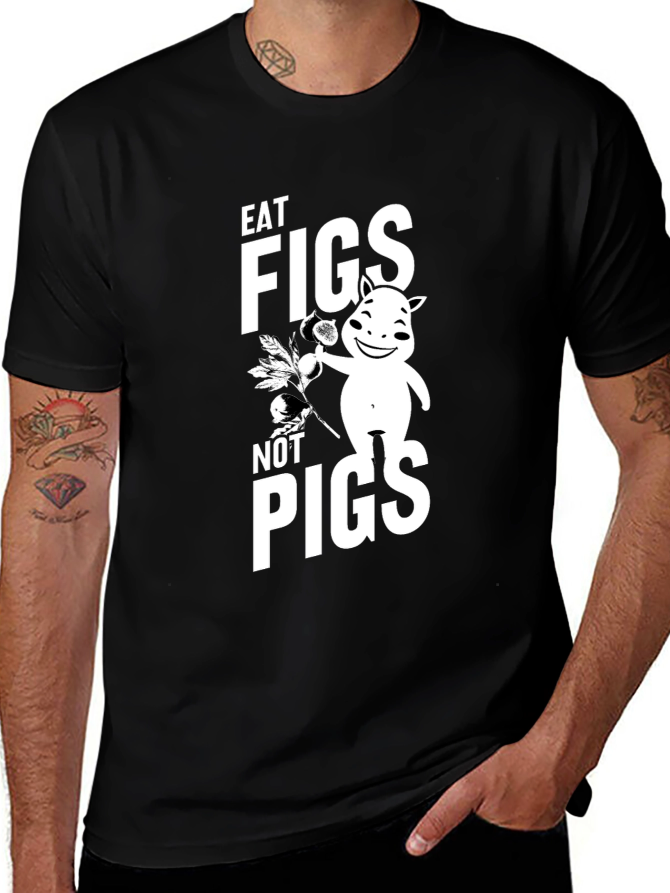 Eat Figs Not Pigs Graphic T-Shirt Vegan Tee
