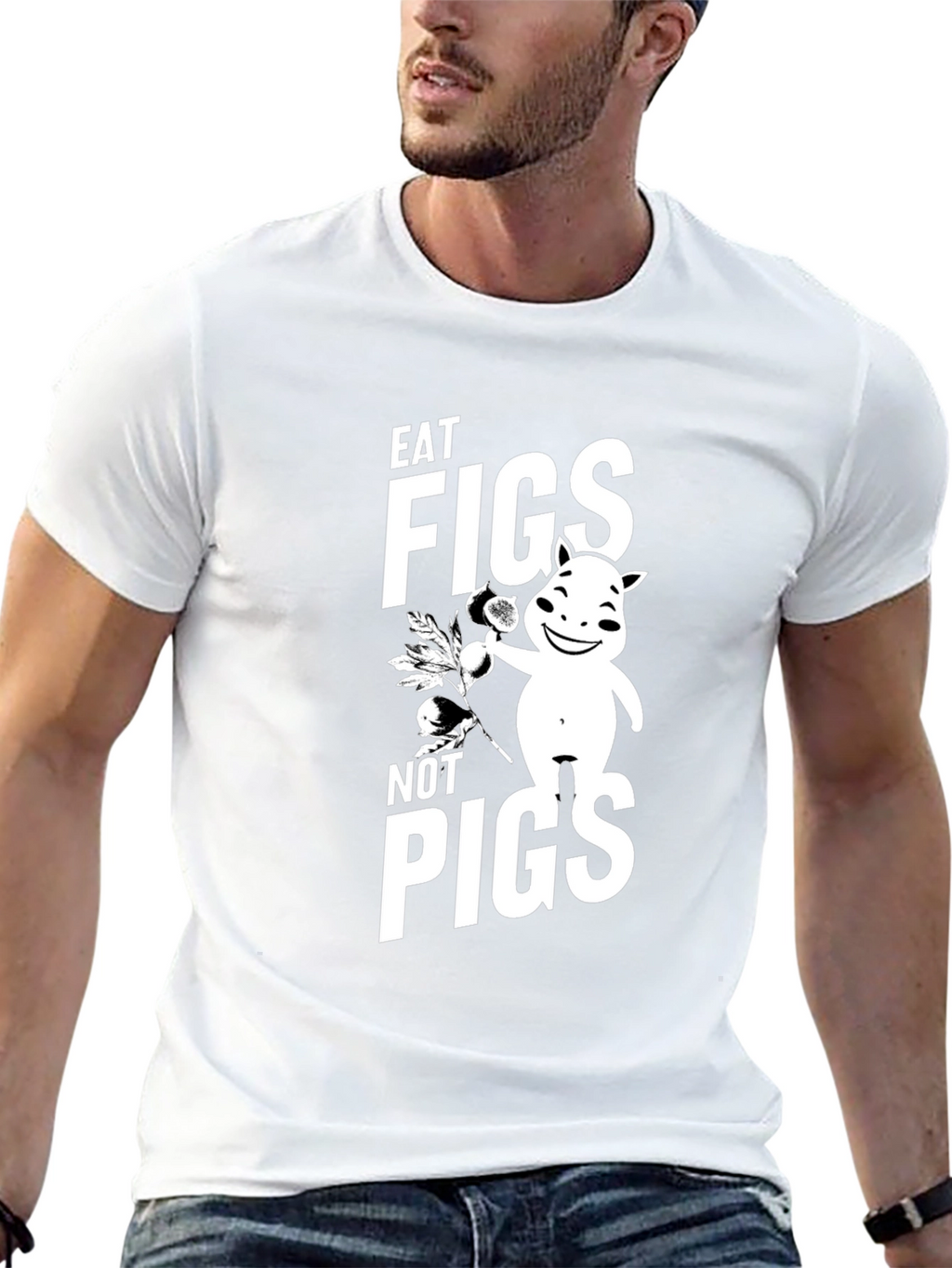 Eat Figs Not Pigs Graphic T-Shirt Vegan Tee