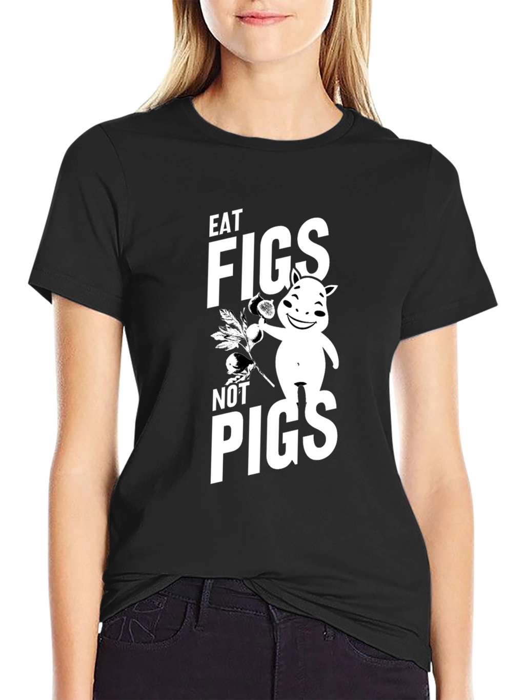 Eat Figs Not Pigs Graphic T-Shirt Vegan Tee