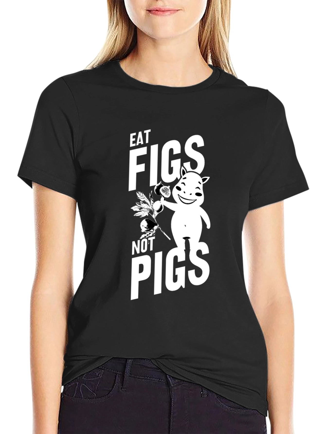 Eat Figs Not Pigs Graphic T-Shirt Vegan Tee