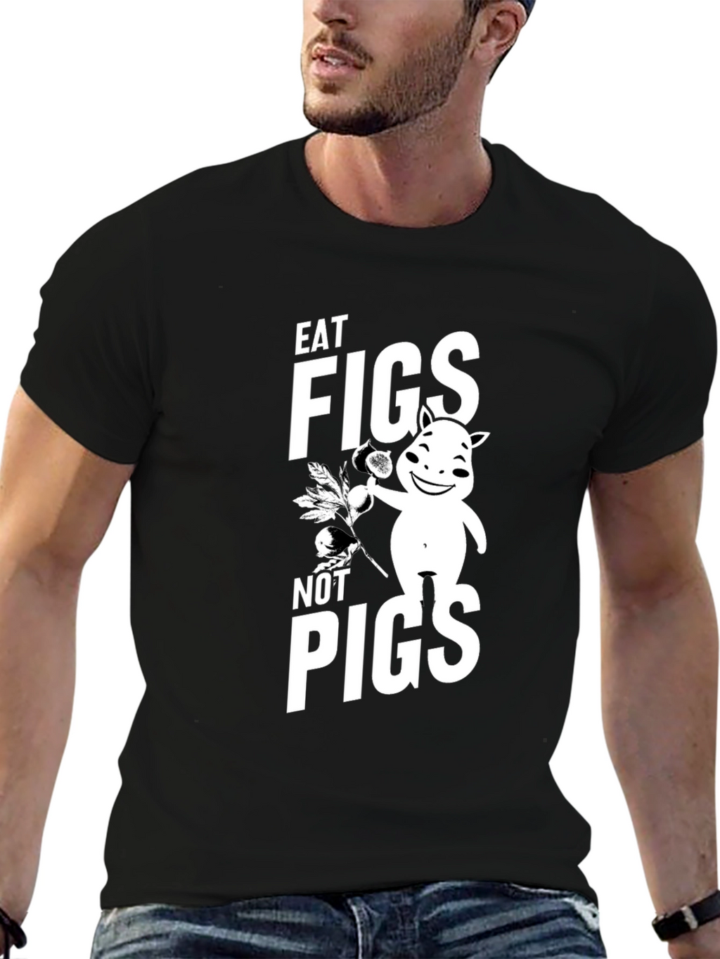 Eat Figs Not Pigs Graphic T-Shirt Vegan Tee