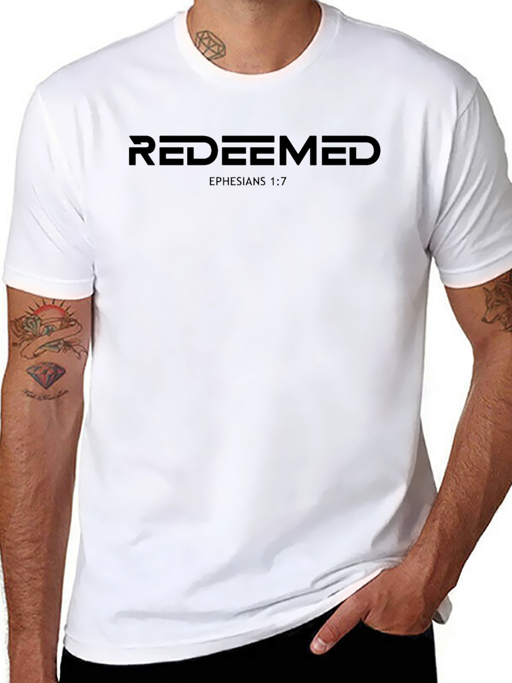 Redeemed Graphic Tee - Ephesians 1:7 Christian Shirt